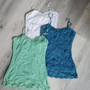 Set of 3 Maurices Crinkle Lace Camis